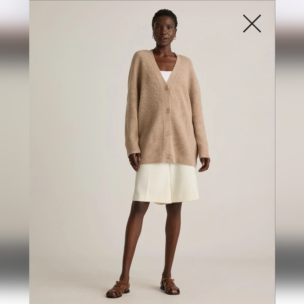 Quince Camel Ribbed Button-Front Cardigan - Picture 8 of 9